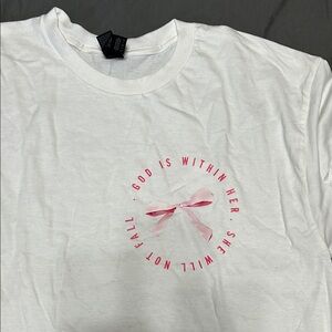 God is Within Her, She Will Not Fall White Tee